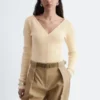 Rib-Knit V-Neck Top