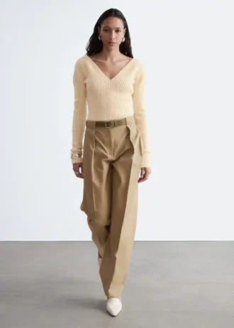 Rib-Knit V-Neck Top