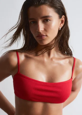 Ribbed Bandeau Bikini Top