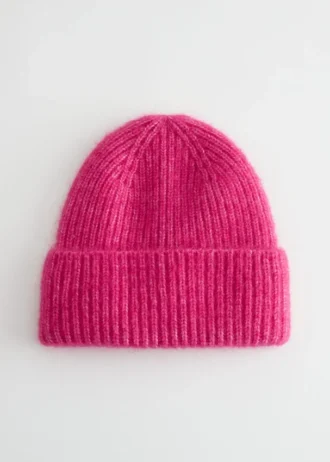 Ribbed Mohair Blend Beanie