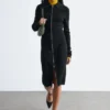 Ribbed Zip-Front Midi Dress