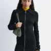 Ribbed Zip-Front Midi Dress