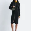 Ribbed Zip-Front Midi Dress