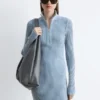 Ribbed Zip-Up Maxi Dress