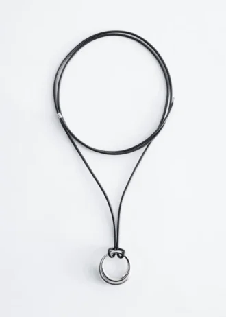 Ring-Pendant Leather Necklace