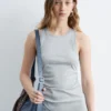 Ruche Asymmetric Midi Dress