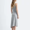 Ruche Asymmetric Midi Dress
