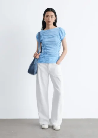 Ruched Cap-Sleeve Top