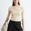 Ruched Cap-Sleeve Top