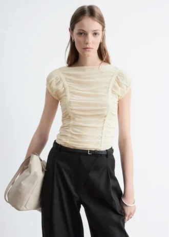 Ruched Cap-Sleeve Top