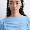 Ruched Cap-Sleeve Top