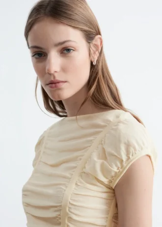 Ruched Cap-Sleeve Top