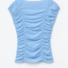 Ruched Cap-Sleeve Top