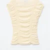 Ruched Cap-Sleeve Top