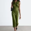 Ruched Keyhole-Neck Midi Dress