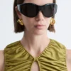 Ruched Keyhole-Neck Top