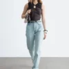 Ruched Keyhole-Neck Top