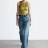 Ruched Keyhole-Neck Top