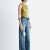 Ruched Keyhole-Neck Top