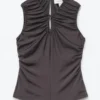 Ruched Keyhole-Neck Top
