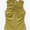 Ruched Keyhole-Neck Top