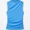 Ruched Mock-Neck Top