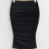 Ruched Pencil Midi Skirt
