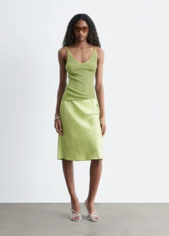 Satin Knee-Length Slip Skirt