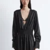 Satin Midi Shirt Dress