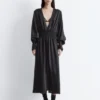 Satin Midi Shirt Dress