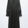 Satin Midi Shirt Dress