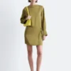 Satin Tie-Closure Mini Dress