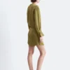 Satin Tie-Closure Mini Dress