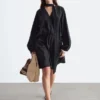 Scarf-Detail Wrap Mini Dress