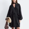 Scarf-Detail Wrap Mini Dress