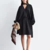 Scarf-Detail Wrap Mini Dress