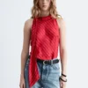 Scarf-Neck Silk Top