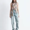 Scarf-Neck Silk Top