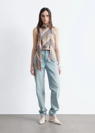 Scarf-Neck Silk Top