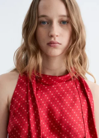 Scarf-Neck Silk Top