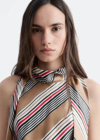 Scarf-Neck Silk Top