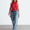 Scarf-Neck Silk Top