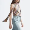 Scarf-Neck Silk Top