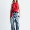 Scarf-Neck Silk Top