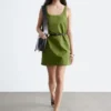 Sculpted Drawstring Mini Dress