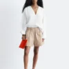 Sculptural Cotton V-Neck Blouse