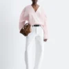 Sculptural Cotton V-Neck Blouse
