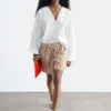 Sculptural Cotton V-Neck Blouse