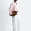 Sculptural Cotton V-Neck Blouse