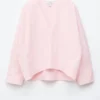 Sculptural Cotton V-Neck Blouse